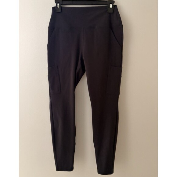 Spyder Active Leggings Size Large Black Performance Stretch Pockets Gym Workout - Picture 1 of 13